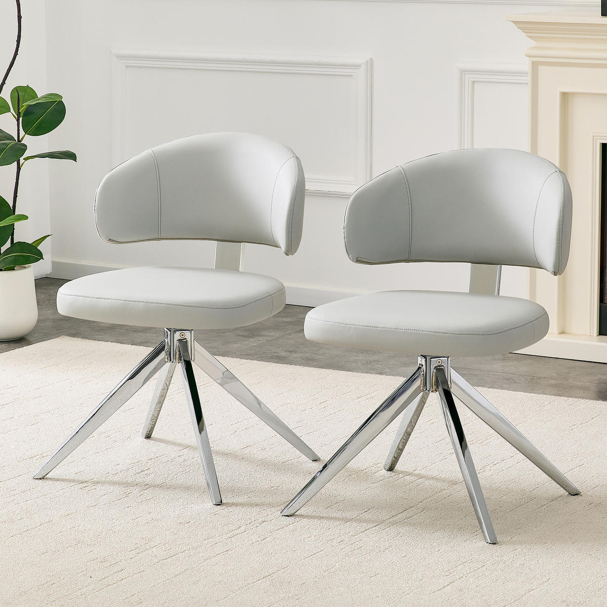 STUHL-SET DE-36678 2 Stück 360° drehbar mit Polsterung Grau - Hellgrau, Metall (50.5/77/54.5cm) - ComfortXL