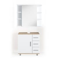BADMÖBEL-SET Ilias Sonoma 2 Teile - Weiß/Sonoma Eiche, Holzwerkstoff (60/60.8/33cm) - Vicco