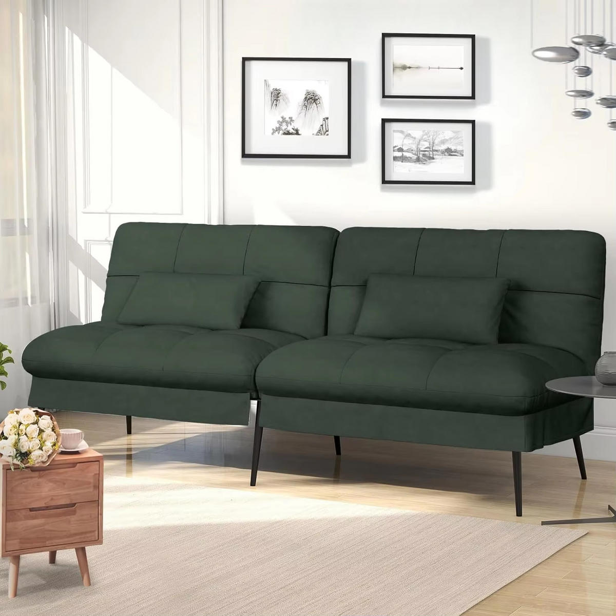 SCHLAFSOFA 3-Sitzer Sofa-Bett mit Stoffpolsterung, Grün - Grün, Textil (174/42/102cm) - Kaket