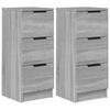 SIDEBOARDS mit 3 Schubladen 2-tlg. 30/30/70 cm aus Holzwerkstoff Grau Sonoma Dekor - Silbereichenfarben, Holz (30/70/30cm) - vidaXL