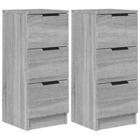 SIDEBOARDS mit 3 Schubladen 2-tlg. 30/30/70 cm aus Holzwerkstoff Grau Sonoma Dekor - Silbereichenfarben, Holz (30/70/30cm) - vidaXL