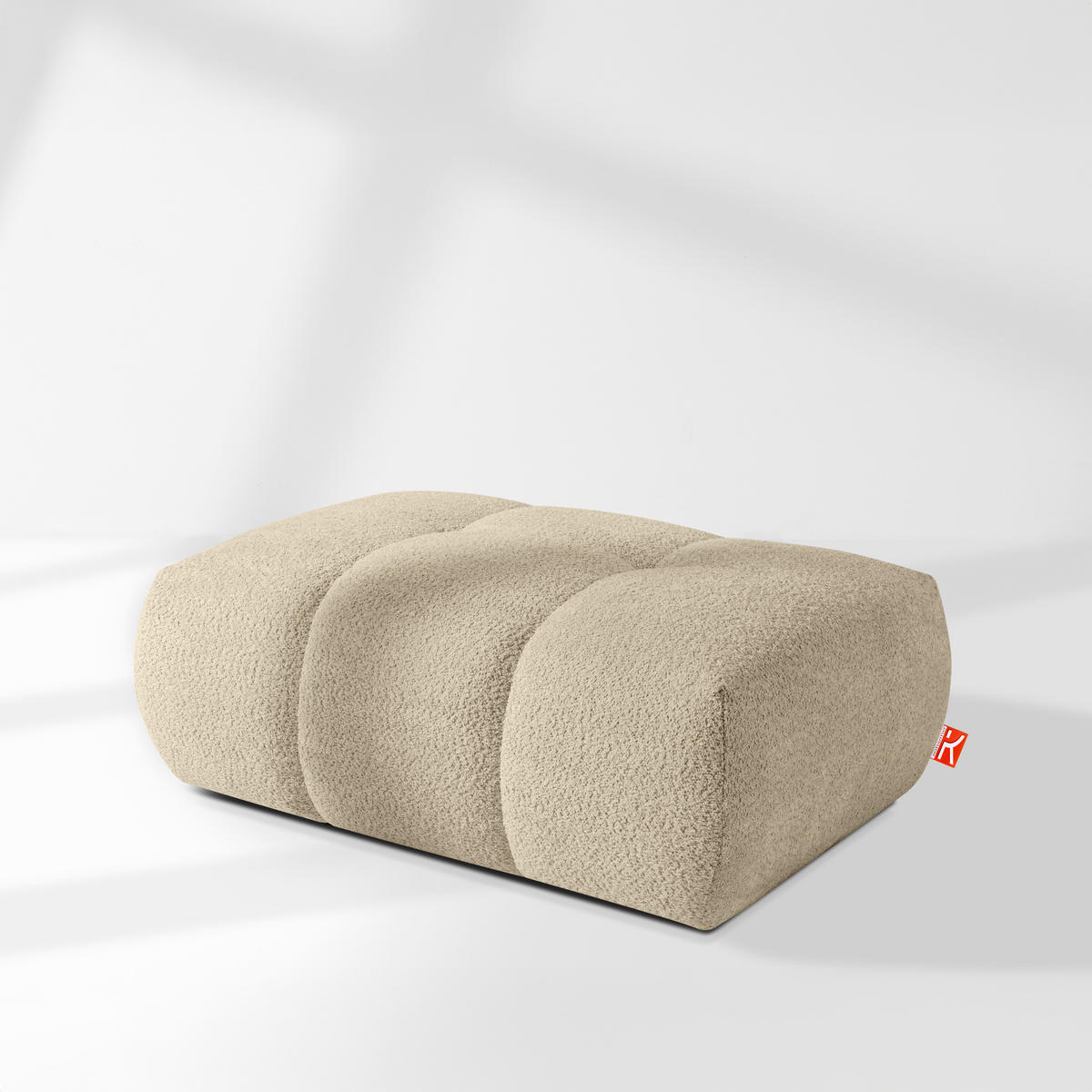 POUF LIRA, Hellbeige, Bouclé - Beige, Holz/Holzwerkstoff (96/43/50cm) - KONSIMO®
