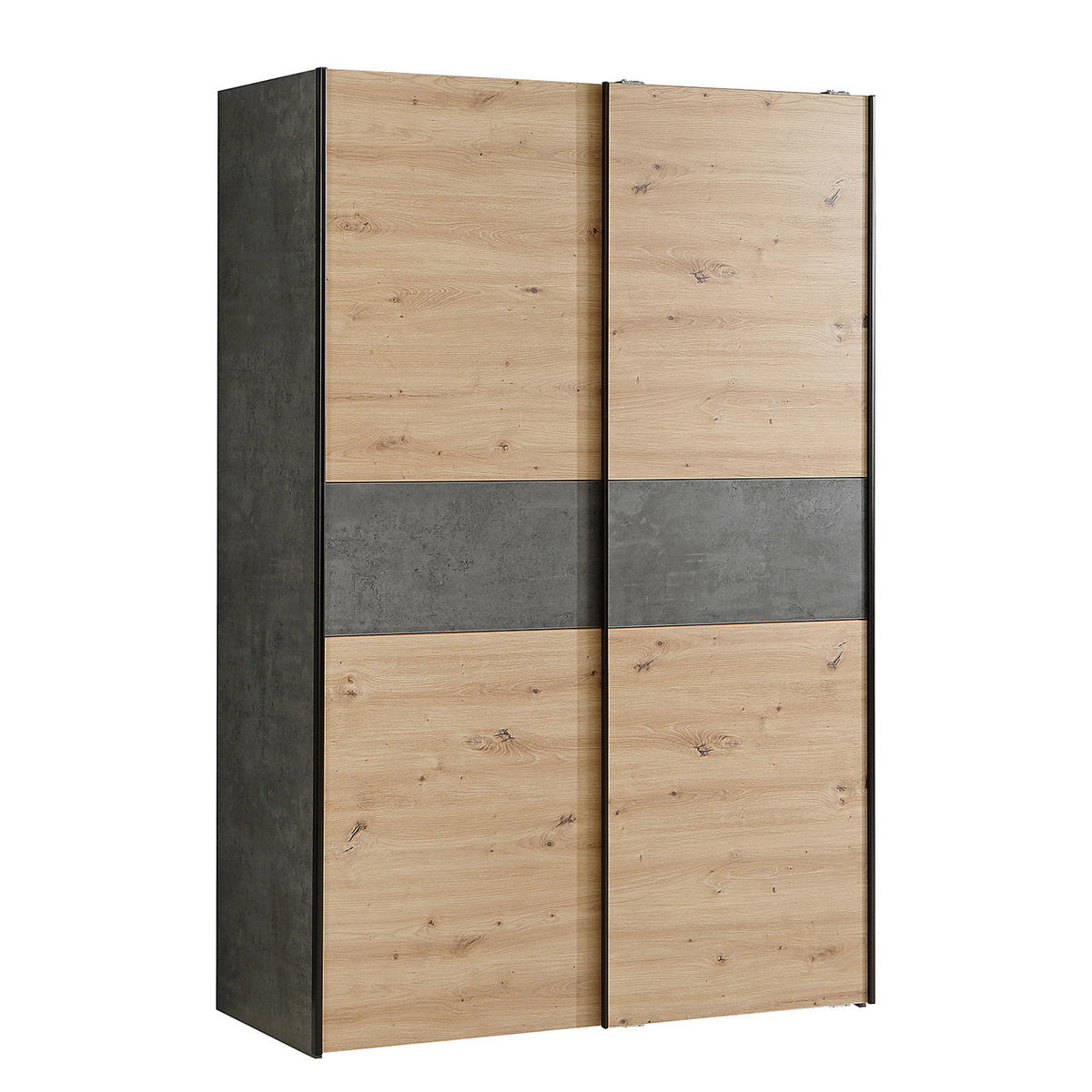 SCHWEBETÜRENSCHRANK - Anthrazit/Eiche Artisan, Holzwerkstoff/Metall (120/191/61cm) - home24