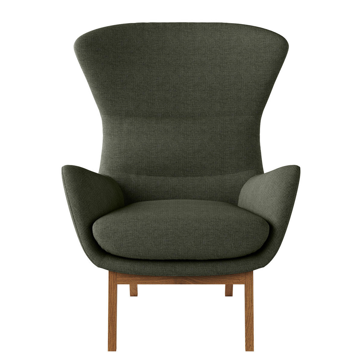 SESSEL mit Holzfüßen - Eichefarben/Grau, Eichenholz/Textil (84/99/96cm) - home24