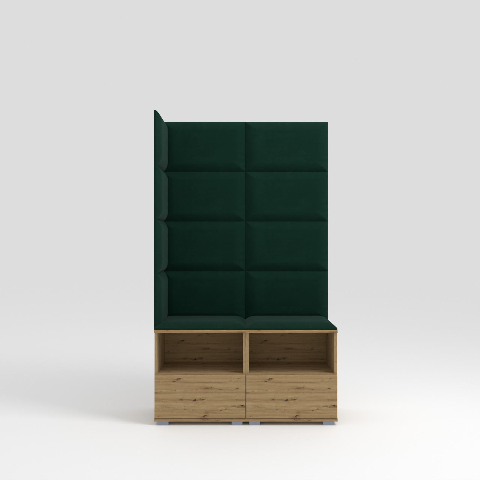 GARDEROBEN-SET Nela V mit gepolsterten Paneelen 100/174/40 - Dunkelgrün/Silberfarben, Holzwerkstoff/Kunststoff (100/174/40cm)
