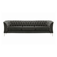 DREISITZER-SOFA Chesterfield Modern-Velluto 19 - Dunkelgrau, Holz/Textil (248/74/80cm)