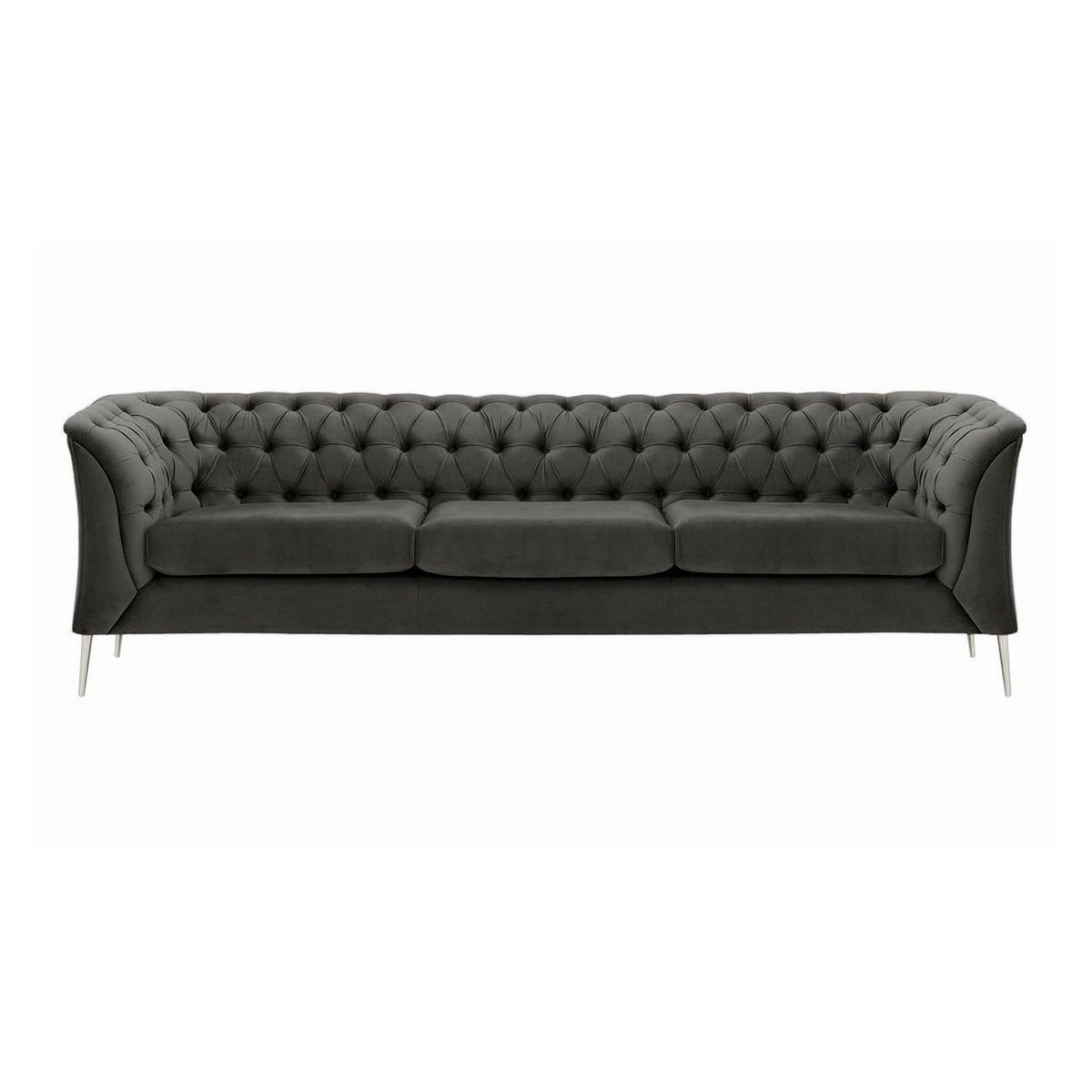 DREISITZER-SOFA Chesterfield Modern-Velluto 19 - Dunkelgrau, Holz/Textil (248/74/80cm)