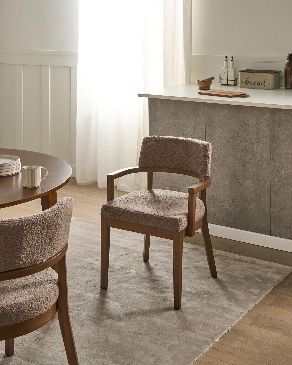 MATSTOL set om 2 beige taupe - Beige/Mörkbrun, Textil (59/82/56cm) - Beliani