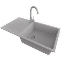 GRANITSPÜLE Ibiza, 2-er set Grau 90/50 cm 1 Becken + Küchenarmatur 32/20 cm + Ablauf-Set ab 60er Unterschrank - Grau, Kunststoff (90/19/50cm) - Primagran