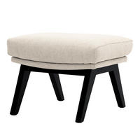 POLSTERHOCKER mit Holzfüßen - Beige/Schwarz, Eichenholz/Textil (51/37/41cm) - home24