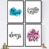 POSTER Set mit 4 glücklich und bunt ‚Immer‘ A4 Schwarzer Rahmen - Schwarz, Papier (29.7/3cm) - Nacnic