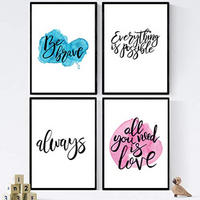 POSTER Set mit 4 glücklich und bunt ‚Immer‘ A4 Rahmenlos - Klar, Papier (29.7/3cm) - Nacnic