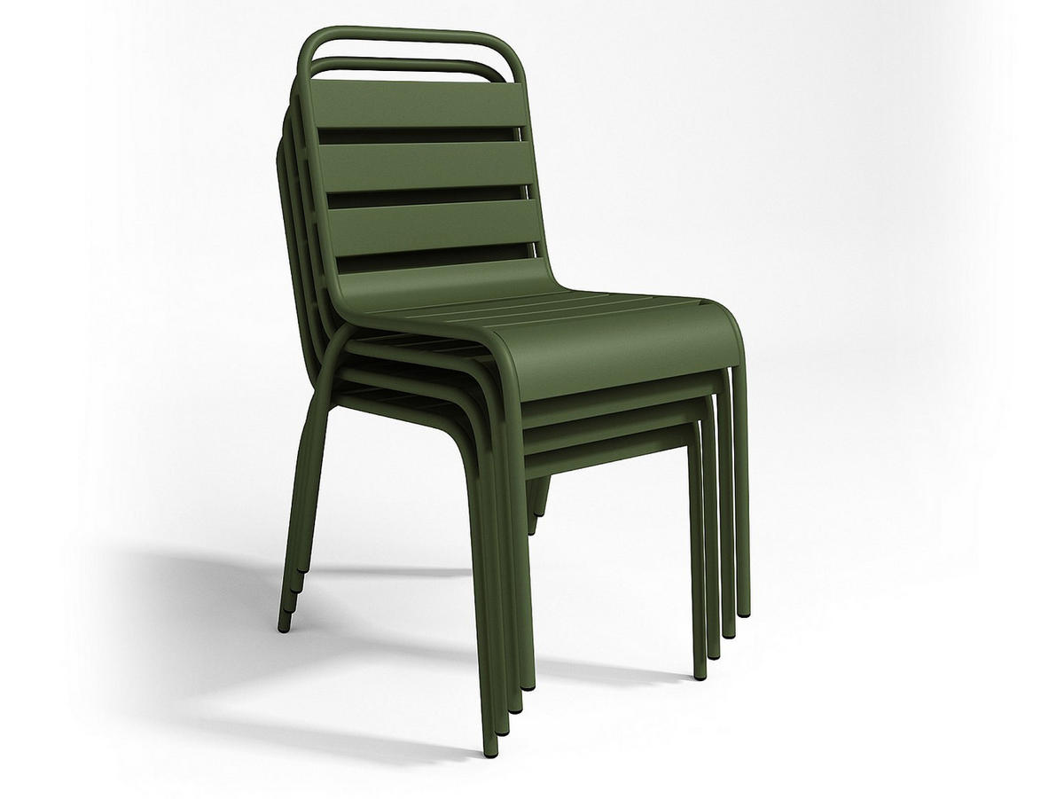 GARTENSTUHL - 47.5cm x 59cm - Stahl - khaki - MIRMANDE - Grün, Metall (47.5/79/59cm) - Vente-Unique