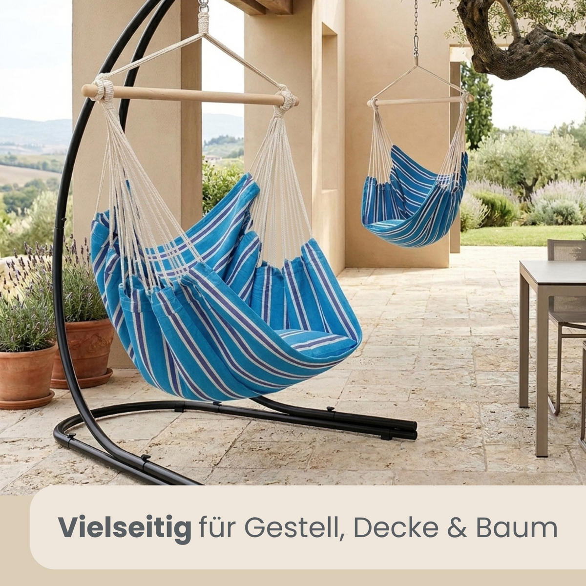 XXL-HÄNGESESSEL bis 150kg, 185/130 cm Multicolor - Blau, Textil (130/155/185cm) - Amanka