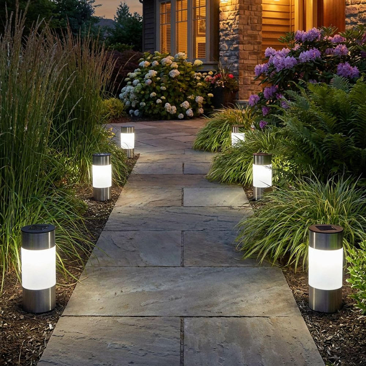 LED AUSSENLEUCHTE Edelstahl Silber 6x Set - Silberfarben, Kunststoff (6.3/6.3/23.5cm) - Globo Lighting