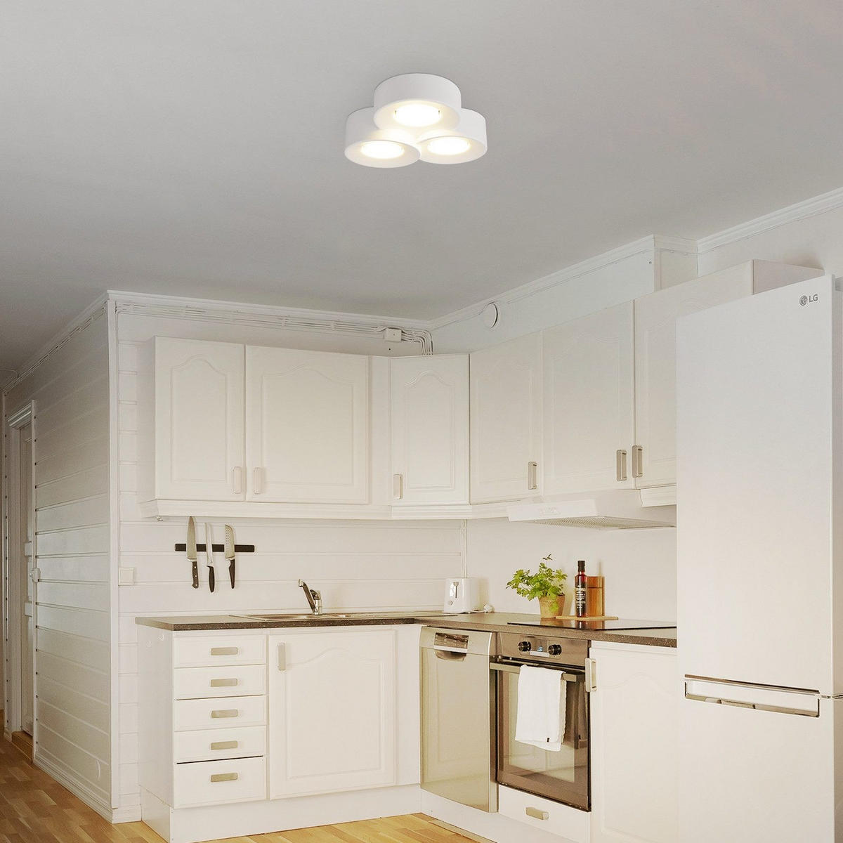 DECKENLEUCHTE Mannering 28/5.5/26.1 cm - Weiß, Naturmaterialien (5.5/28/26.1cm) - Nettlife