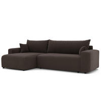 ECKSOFA Luna Max Mit Schlaffunktion - Dunkelbraun, Holzwerkstoff/Textil (278/145cm) - Fun Möbel