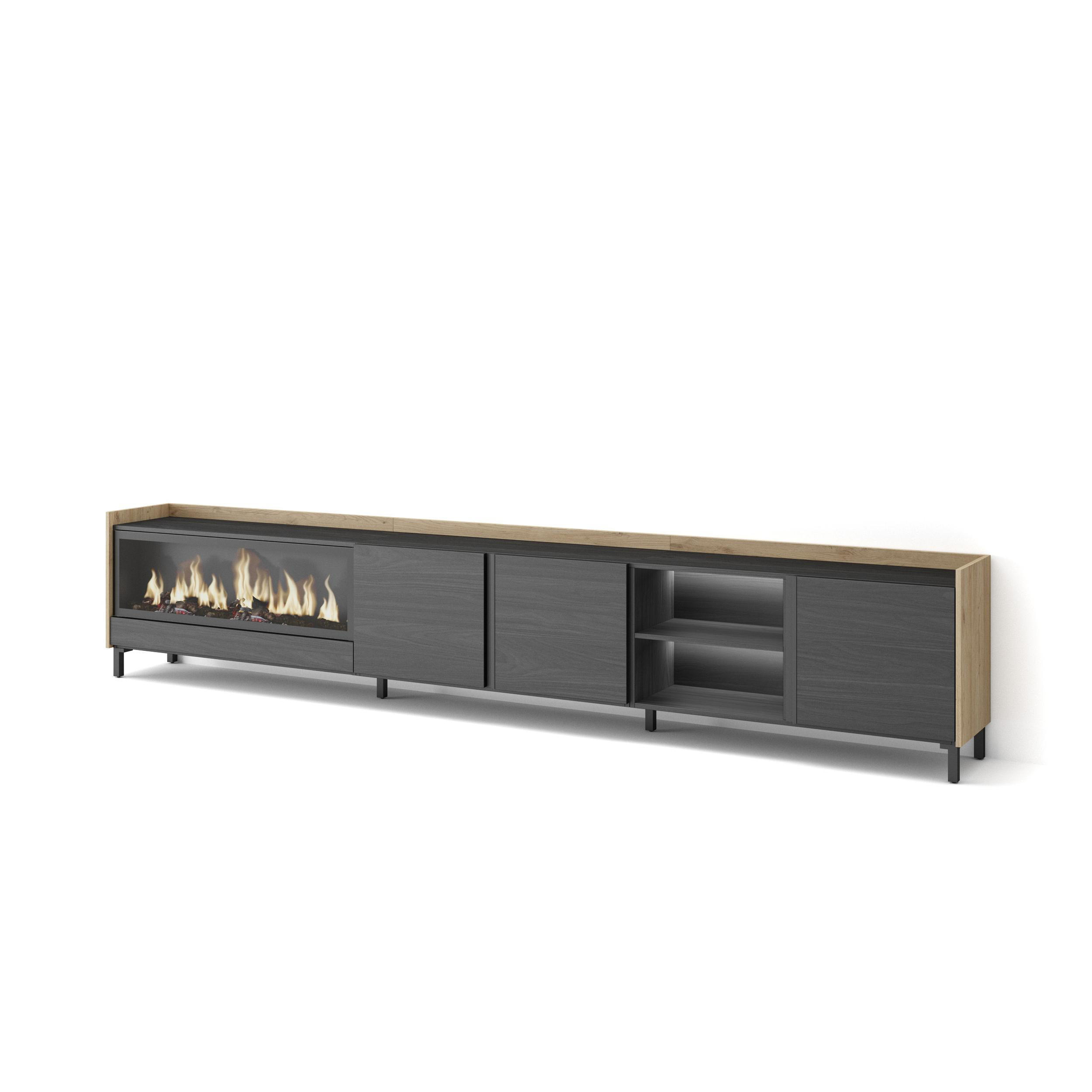 Skraut Home Lowboard, Schwarz 315x61x35 cm