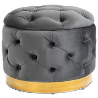 VINTAGE Hocker, Sitzhocker, Kohlegrau - Grau, Textil (55/42/55cm) - HOMCOM