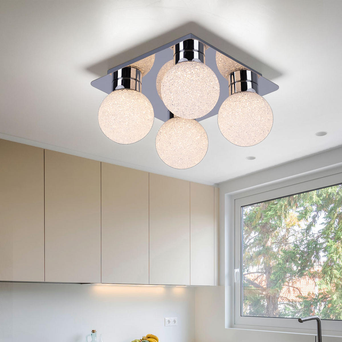 LED DECKENLEUCHTE Kugeln Silber Chrom - Silberfarben, Metall (25/25/15cm)
