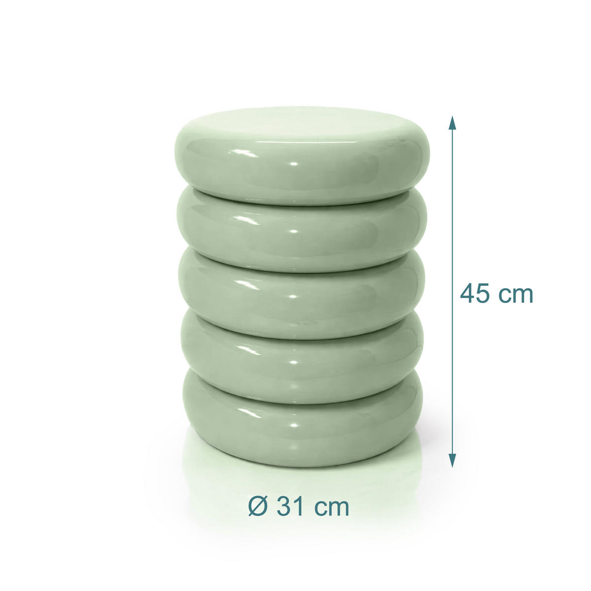 STRANSKA miza - zelena, kovina (31/31/45cm) - Relaxdays