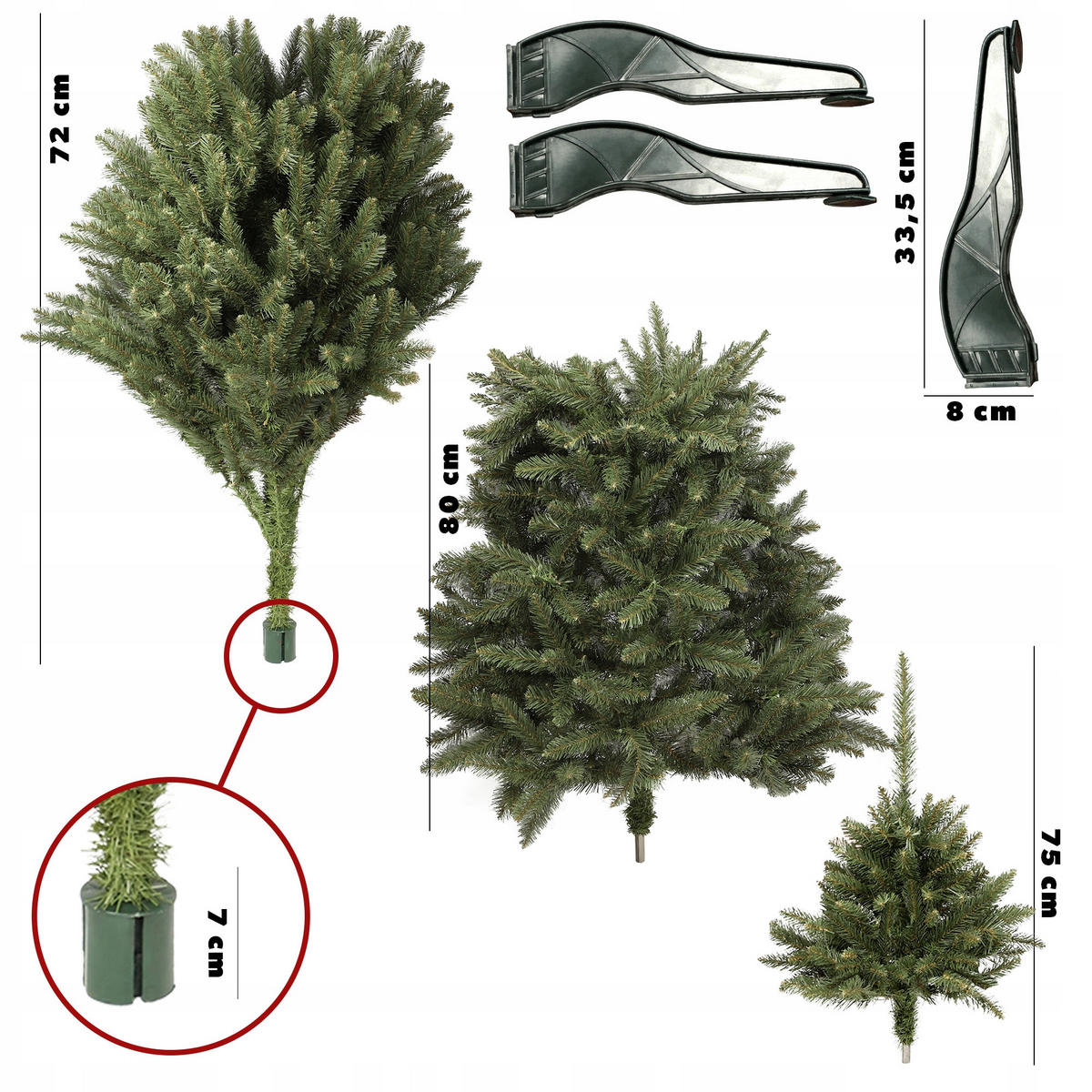 KADAX Künstlicher Weihnachtsbaum Fichte 180 cm Naturkaukasisch - Grün, Kunststoff (180cm) - KADAX