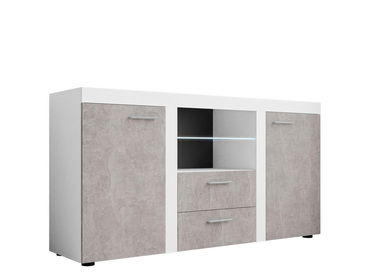 KOMMODE Rumba mit LED Beleuchtung - Weiß/Grau, Holzwerkstoff (156/82/40cm) - MIRJAN24