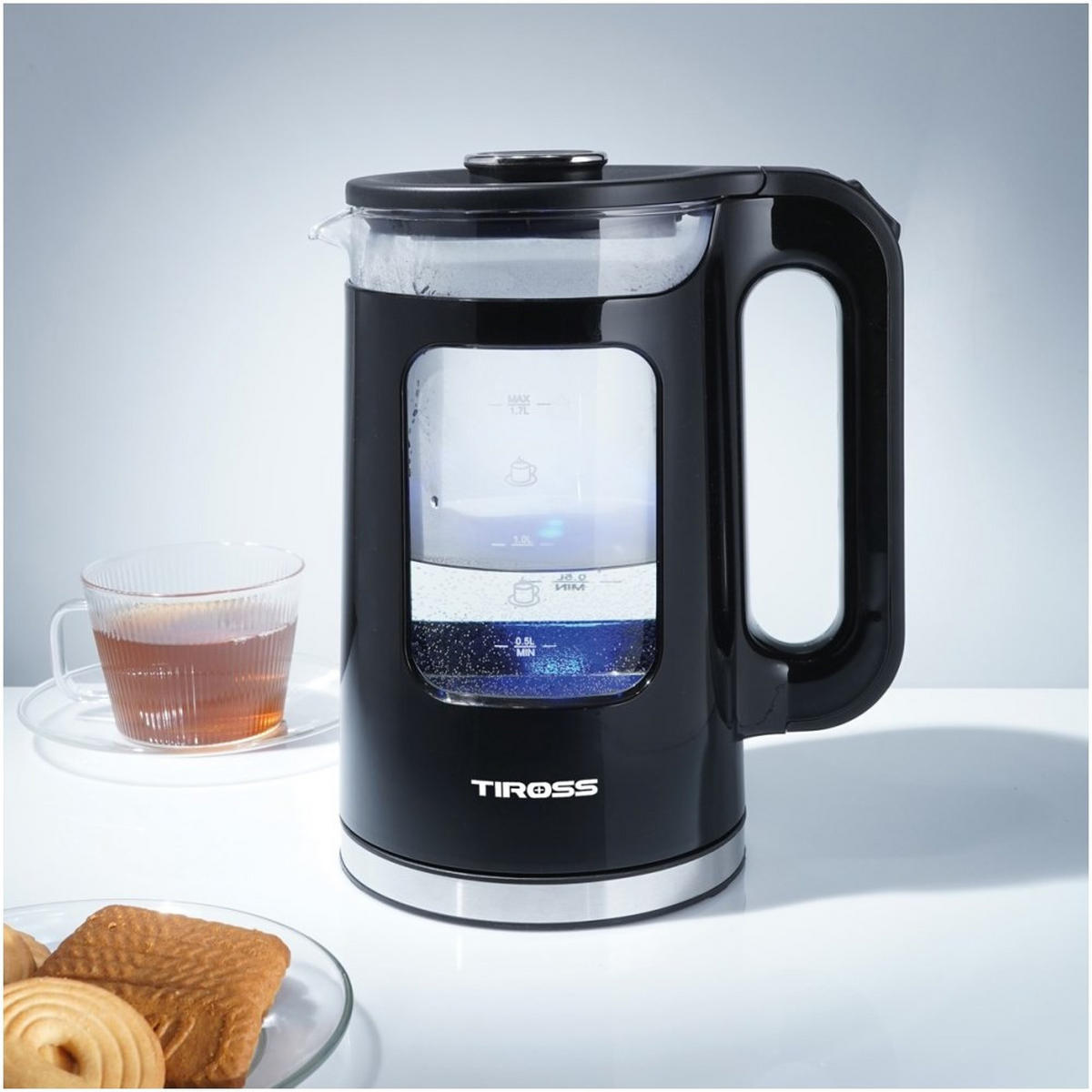 WASSERKOCHER ELEKTRISCH Schwarz 16/16/24.5 cm TS2704 - Schwarz, Metall (16/24.5/16cm) - Tiross 