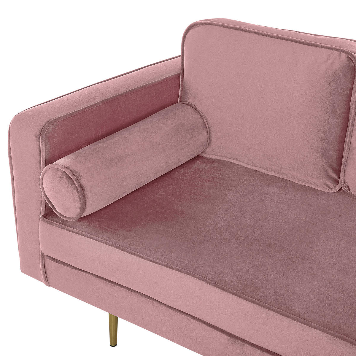 CHAISELONGUE Samtstoff rosa linksseitig Miramas - Pink/Goldfarben, Textil (171/63/79cm) - Beliani