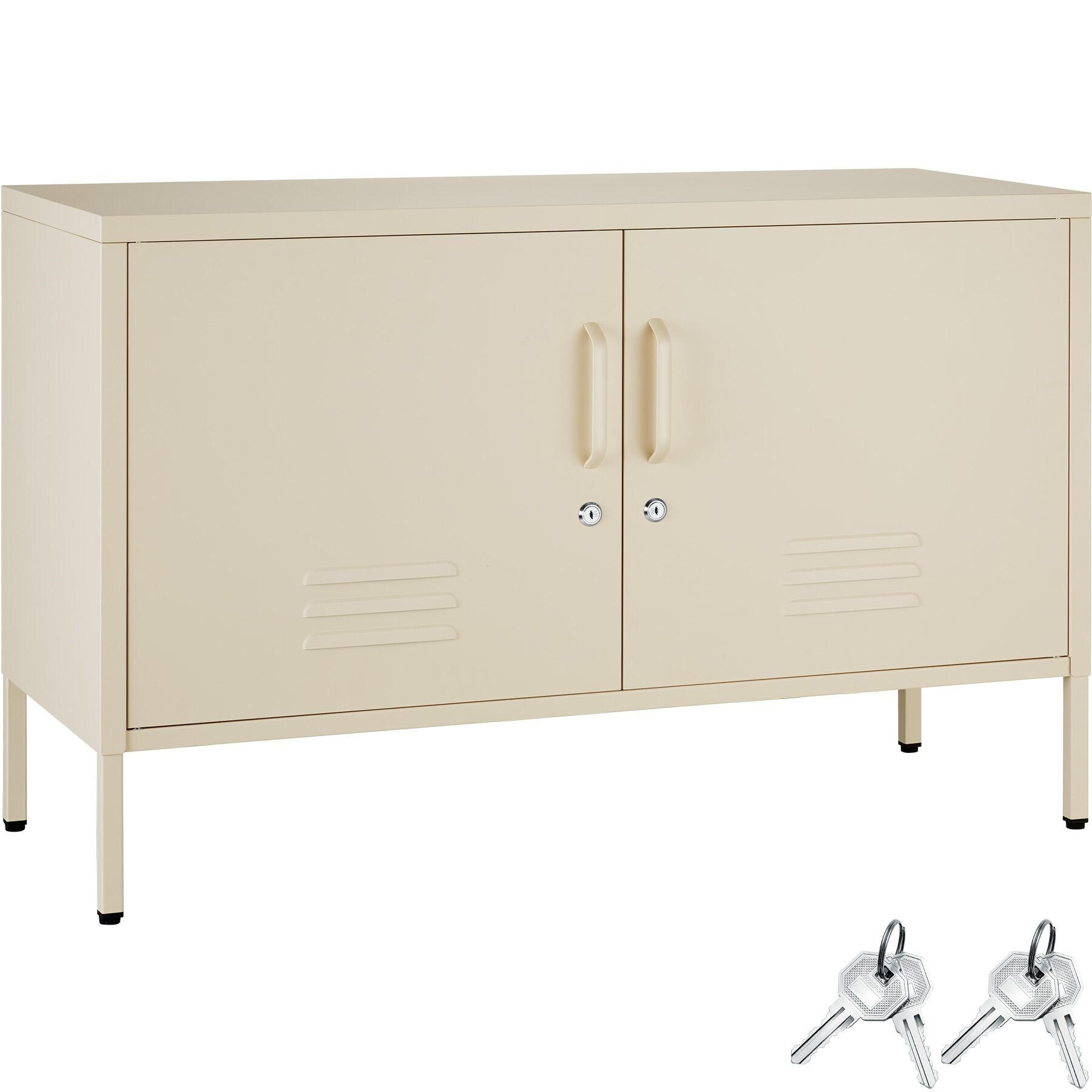 SIDEBOARD Baker, Kippschutz, höhenverstellbare Füße, creme - Creme, Metall (100/65/42.5cm) - tectake