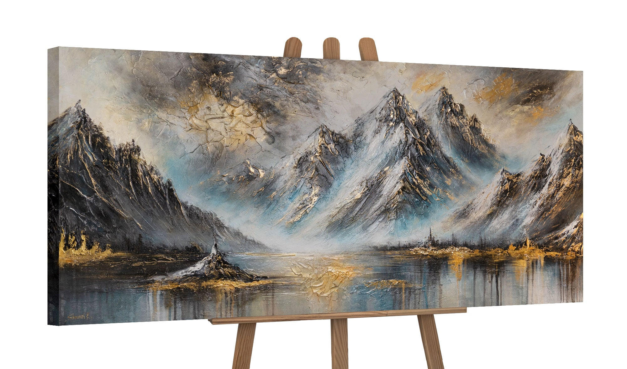 GEMÄLDE Bergglühen auf Keilrahmen 115x50 cm - Schwarz, Holz (115/50cm) - YS-art gallery