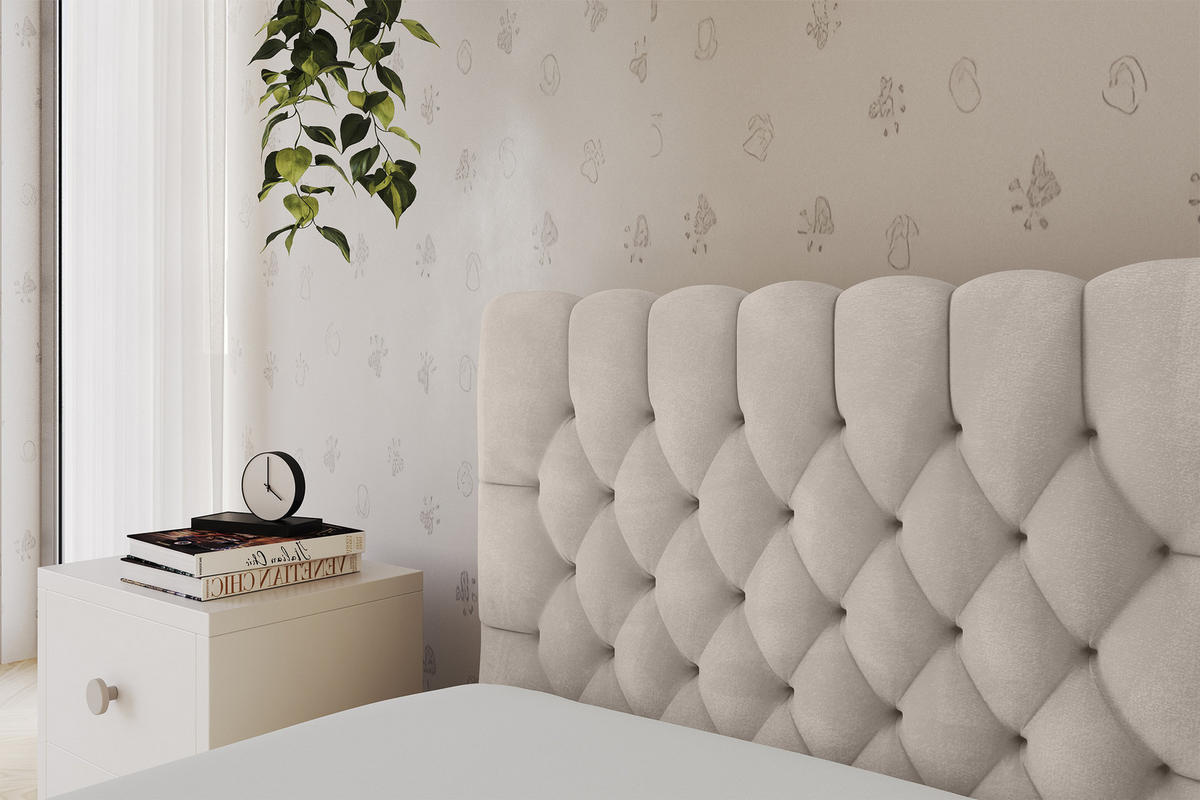 EINZELLBETT Jugendbett mit Bettkasten und Matratze H3/H4, Rechts - MULY 100x200 Beige - Sandfarben, Holzwerkstoff/Textil (100/200cm) - ALTDECOR