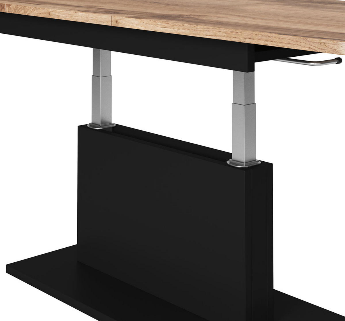 WOHNZIMMERTISCH Busetti Eiche Wotan / schwarz 126-167 / 70 / 56-74cm - Eichefarben/Schwarz, Holz/Holzwerkstoff (70/167/74cm) - Feldmann-Wohnen