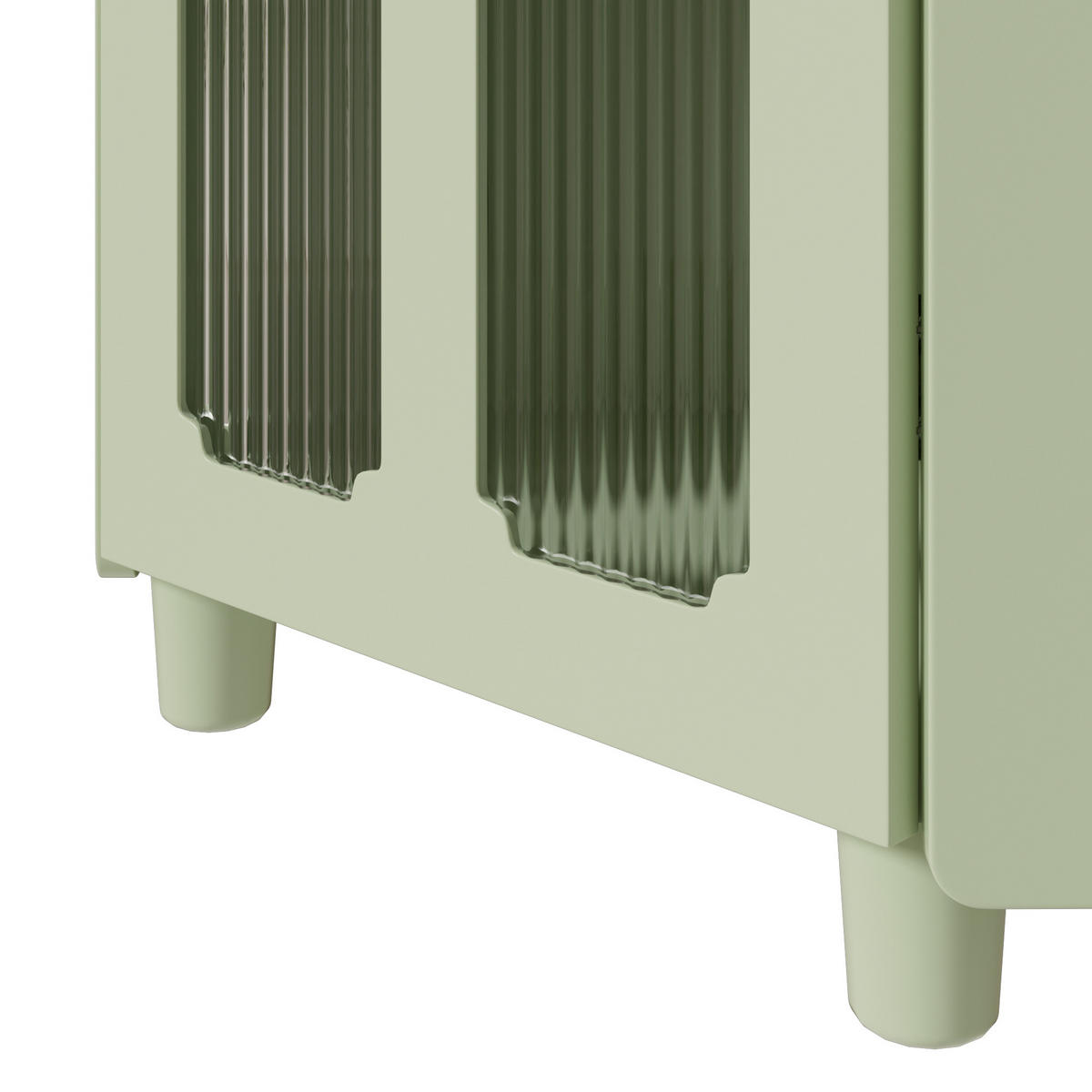 ECKSCHRANK in Grün lackiert mit App-gesteuerter LED & Glasvitrine - Mintgrün, Holzwerkstoff (63/124/45cm) - Urban Meuble