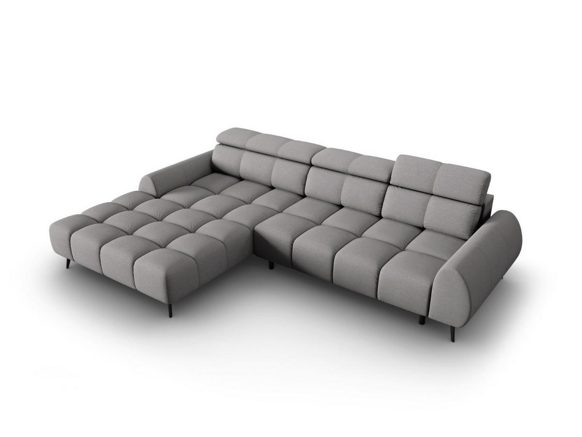 ELEKTRISCHES-ECKSOFA links Alyse aus strukturiertem Stoff hellgrau 5 Sitzplätze - Hellgrau, Textil (188/295cm) - Micadoni