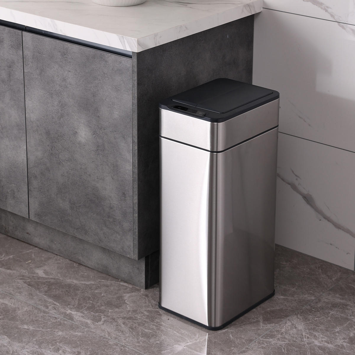 SENSORMÜLLEIMER SE40L Silber - Silberfarben, Metall (23/65/31cm) - SVITA