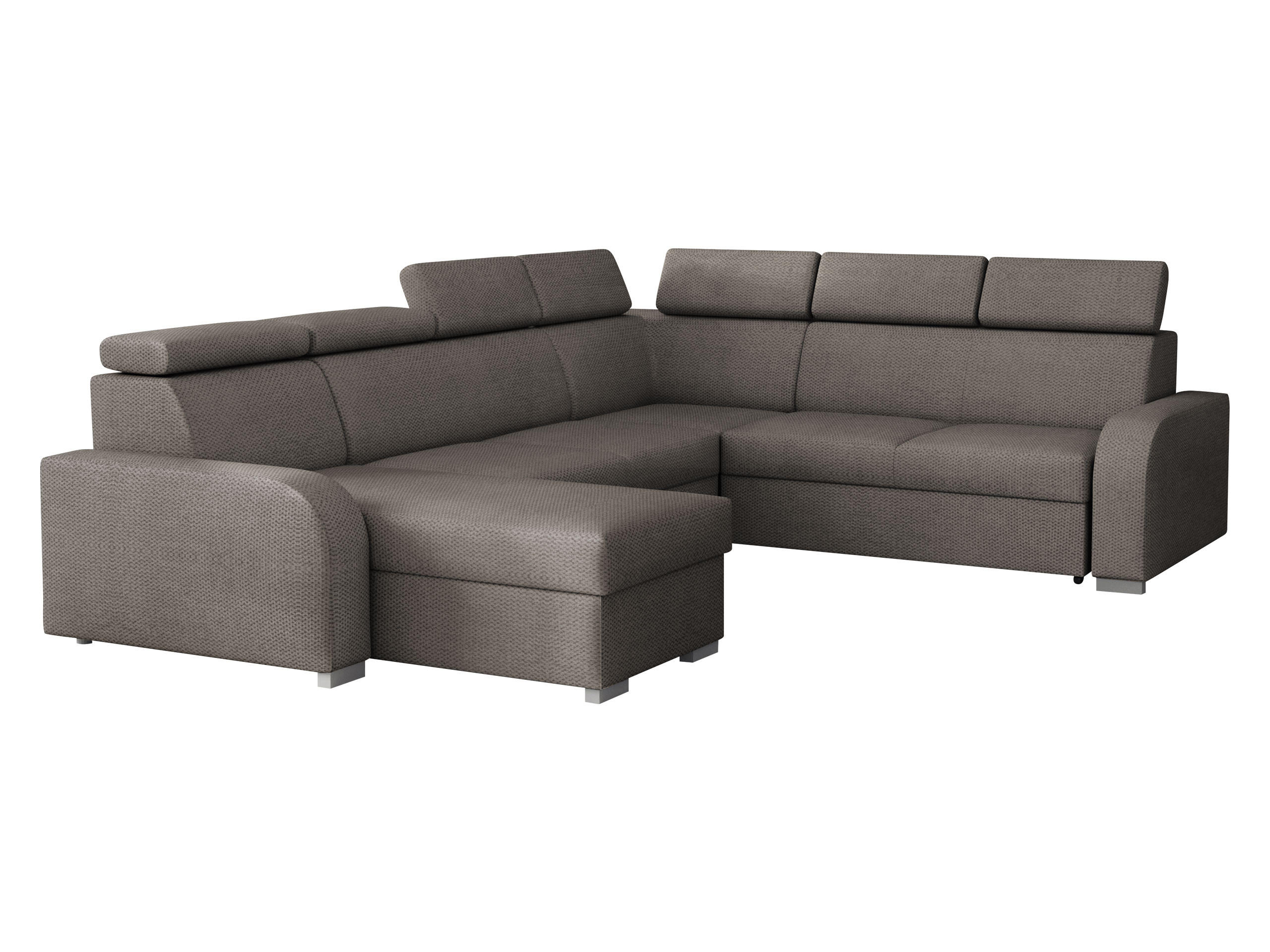 WOHNLANDSCHAFT Oslo 2rR2pLC - Silberfarben/Braun, Holz/Kunststoff (315/85/250cm) - MIRJAN24