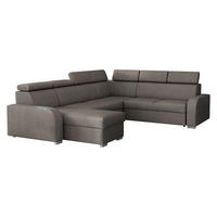 WOHNLANDSCHAFT Oslo 2rR2pLC - Silberfarben/Braun, Holz/Kunststoff (315/85/250cm) - MIRJAN24