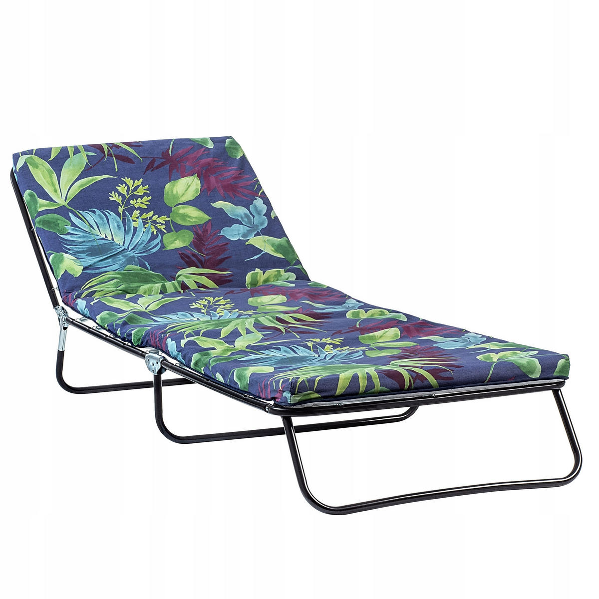 GARTENLIEGESTUHL, 69 x 197 cm, Blätter - Dunkelblau/Grün, Metall (69/197cm) - KADAX