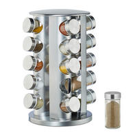 GEWÜRZKARUSSELL - Silberfarben, Glas/Kunststoff (19.5/34.5/19.5cm) - Relaxdays