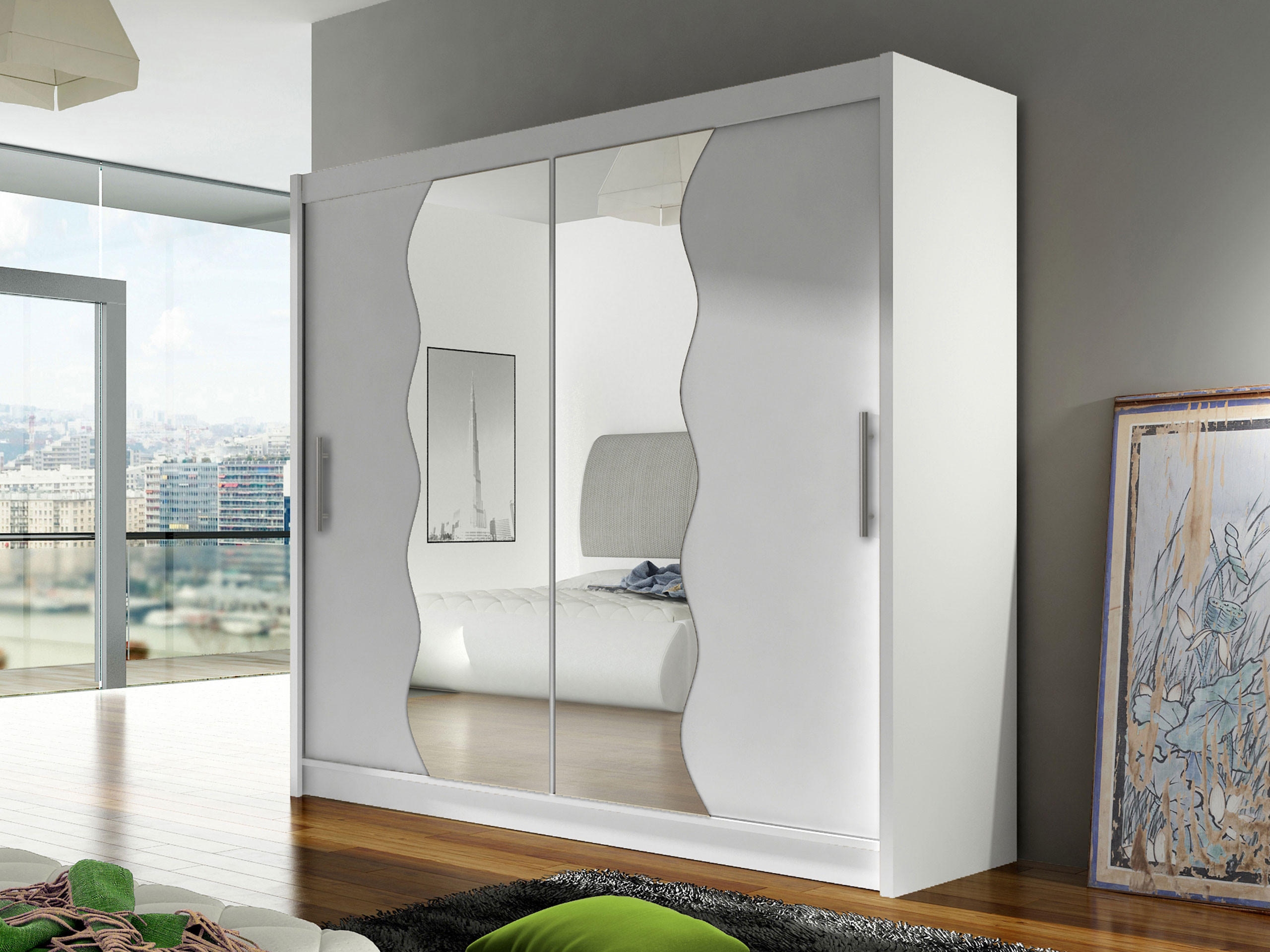 KLEIDERSCHRANK London X - Silberfarben/Weiß, Holzwerkstoff/Kunststoff (180/215/58cm) - MIRJAN24