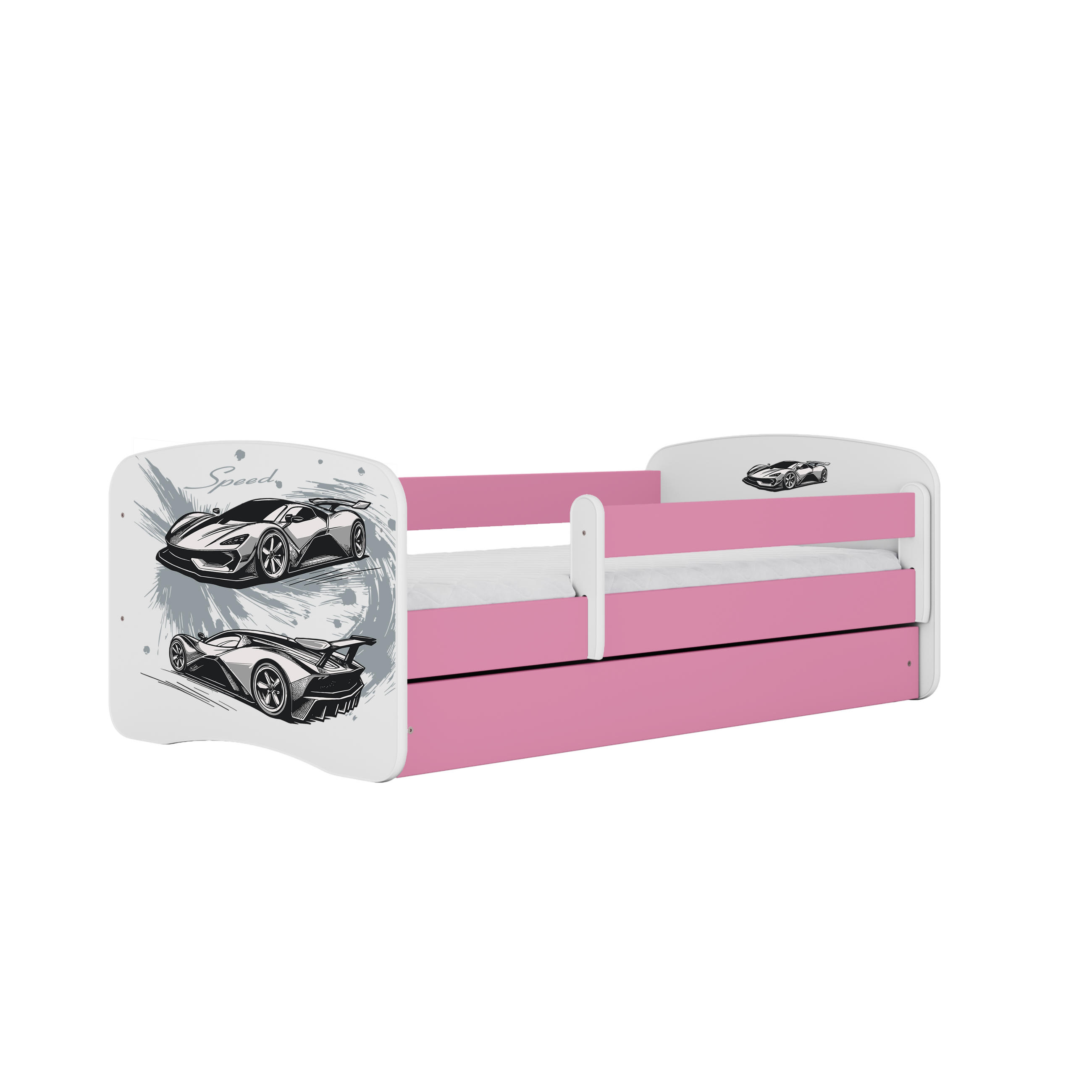 KINDERBETT Sportwagen mit Schublade und Matratze 180/80 - Rosa, Holzwerkstoff (80/180cm) - RAUMHIRSCH FURNITURE