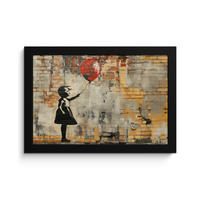 ZARÁMOVANÝ PLAGÁT Graffiti - Banksy - Dievča - Street art 30x20 cm - piesková, papier (30/20cm) - MuchoWow