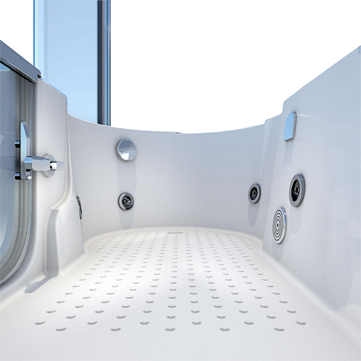 WHIRLPOOL-SENIORENDUSCHE S12D-WP-R Weiß - Weiß, Glas/Kunststoff (170/200/85cm) - AcquaVapore by Sandra Jentho