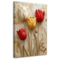 LEINWANDBILDER, Rote und gelbe Tulpen in einem eleganten Blumenarrangement - Beige, Textil (80/120cm) - Feeby