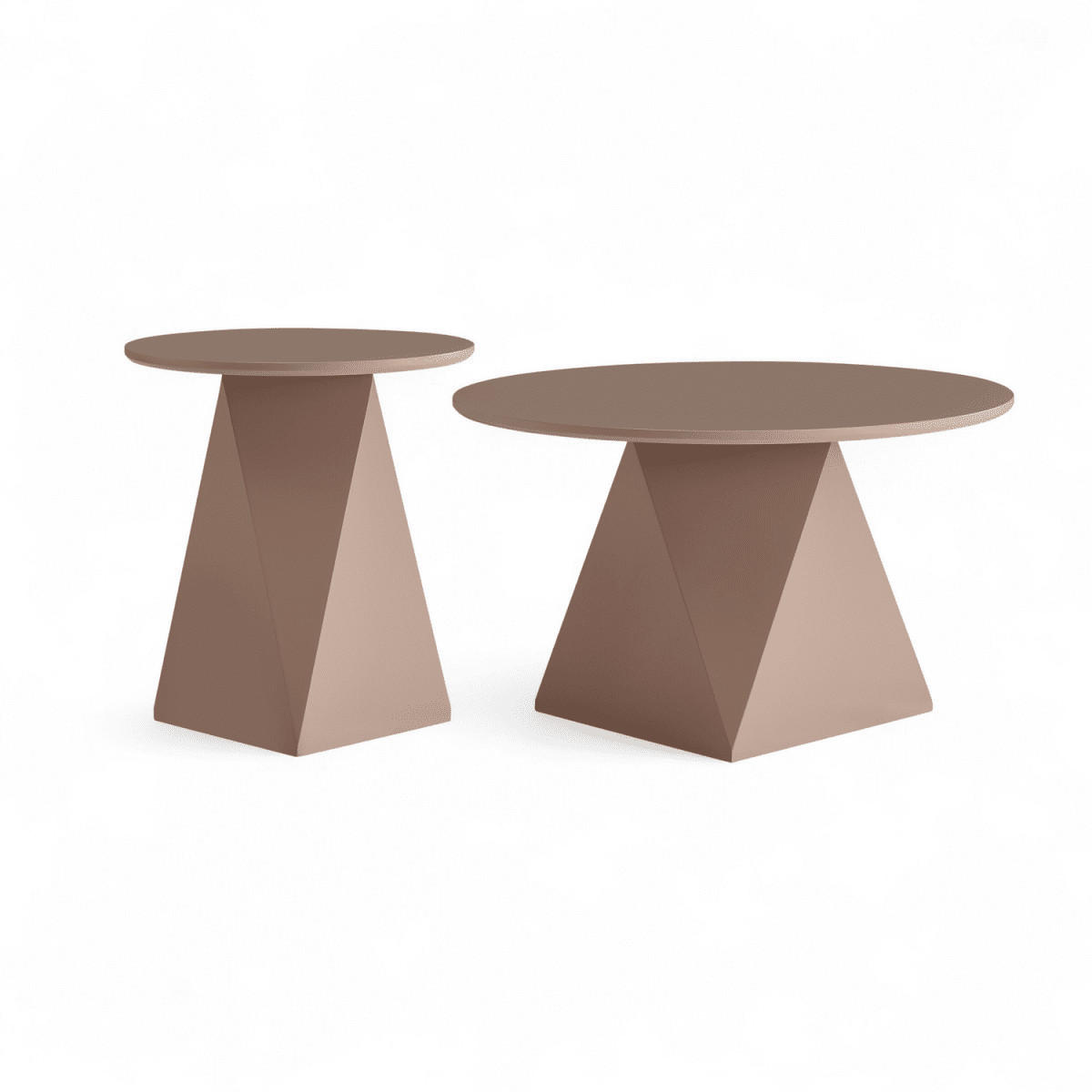 COUCHTISCHE 2er Set Mocha Mousse - Pink/Rotbraun, Holzwerkstoff (80/80/50cm) - Furnhouse