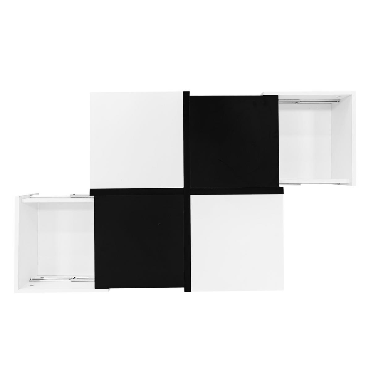 COUCHTISCH 70/70/35,5 cm in Schwarz und Weiß mit 2 Schubladen - Schwarz, Holzwerkstoff (70/70/35.5cm) - Flora Grace