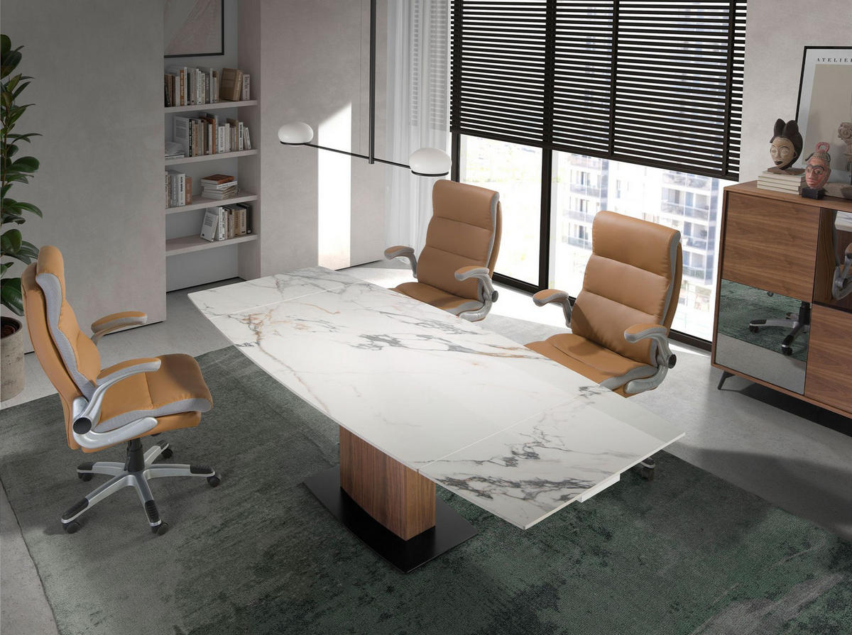 CHEFSESSEL Bürodrehstuhl aus braunem Kunstleder 66/72/112 cm - Edelstahlfarben/Braun, Leder/Kunststoff (66/112/72cm) - ANGEL CERDA