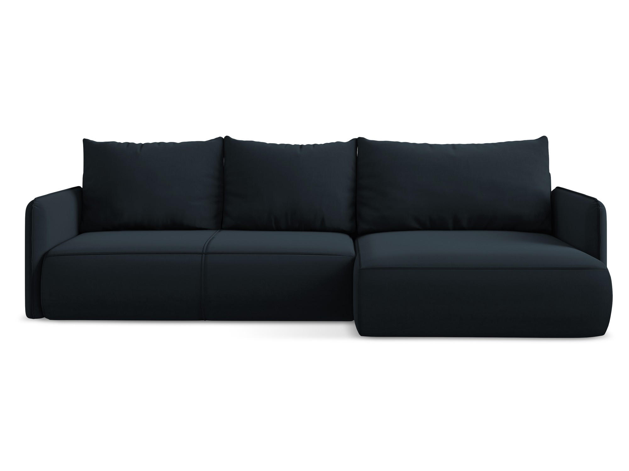 ECKSOFA mit Schlaffunktion Samt Stoff Blau - Blau/Schwarz, Kunststoff/Textil (240/148cm) - Makamii