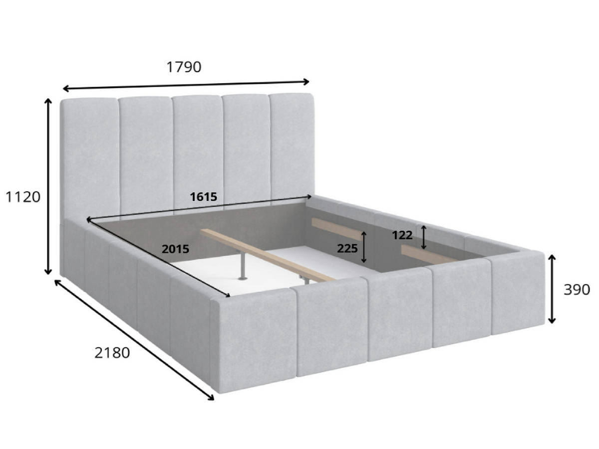 POLSTERBETT AURELIA – 160×200 cm mit Bettkasten und anhebbarem Lattenrost Grau - Grau, Holzwerkstoff (160/200cm) - Milaros Markt